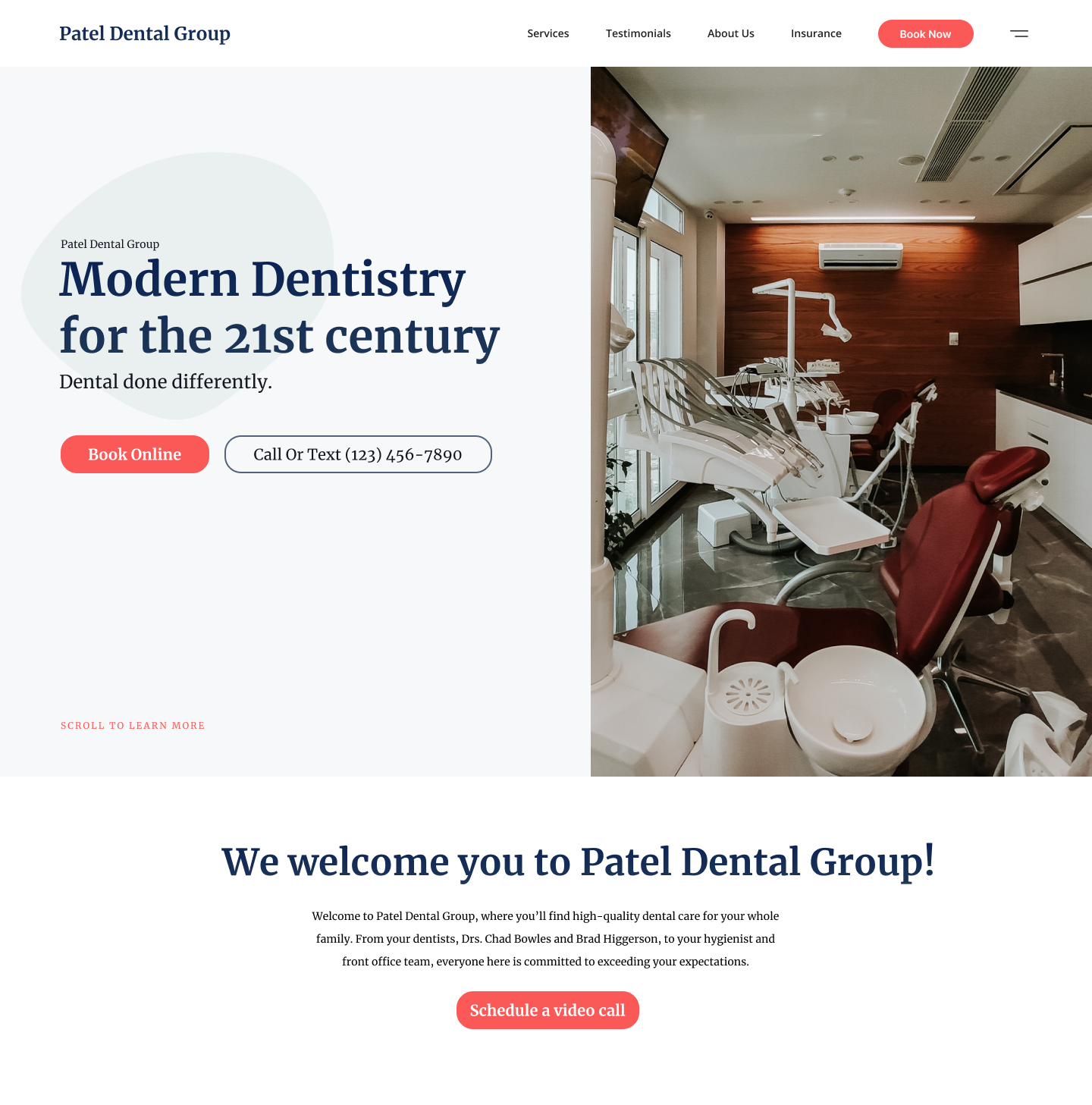 Portfolio Piece: Patel Dental Group, Web Design by Bloom Technologies